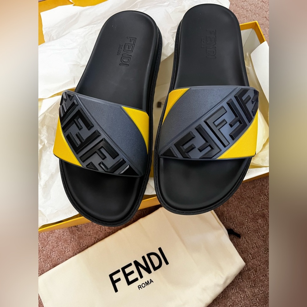 Fendi Black and Yellow Sandals